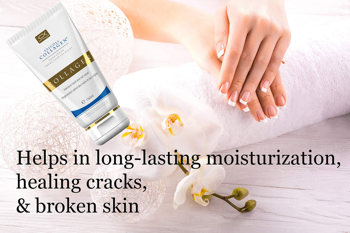 Salcoll being applied to hands to show quick moisturization benefit