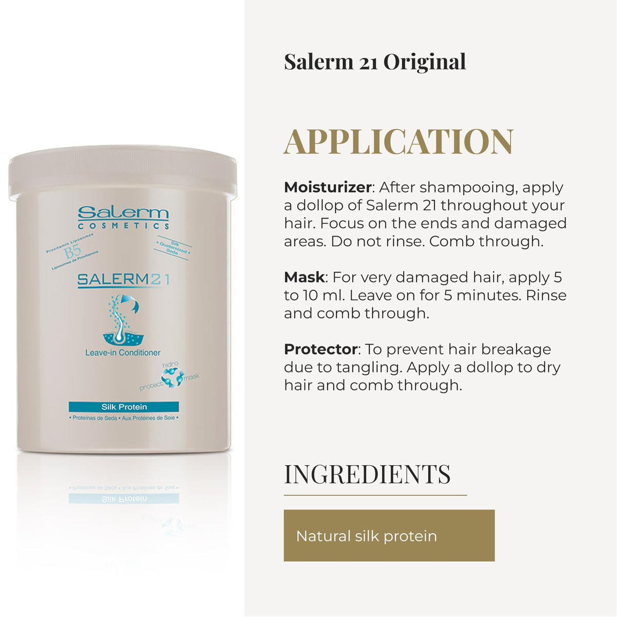 SALERM 21 being applied on damp hair for detangling and hydration
