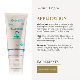 SALERM applied on damp hair illustrating detangling effect