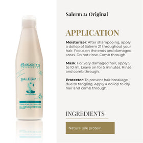 SALERM being applied to mid-lengths demonstrating detangling and easier styling
