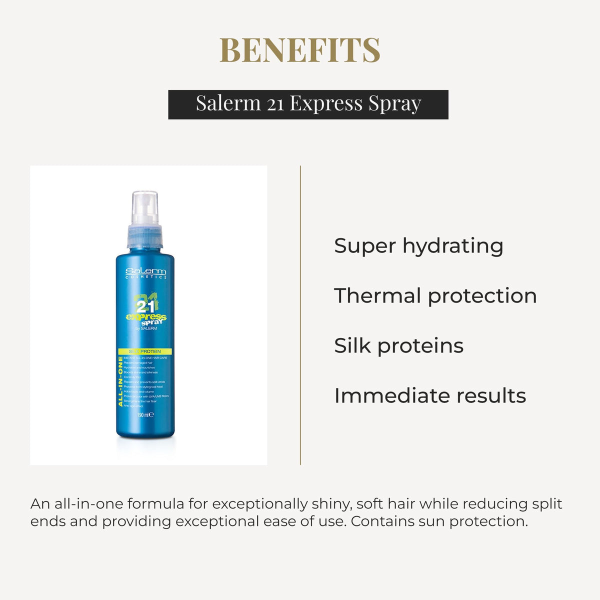 SALERM mist on damp hair improving smoothness and shine
