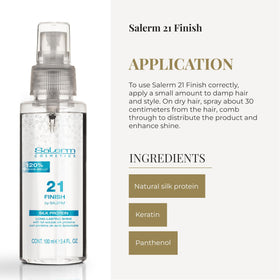 SALERM hair strand detail showing smoother, shinier texture after use