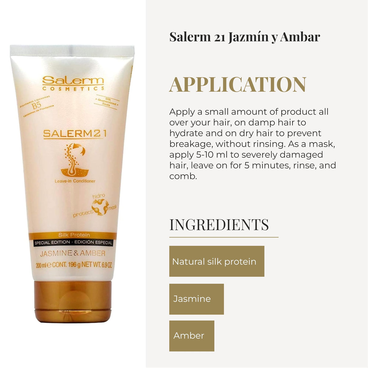 SALERM mask on hair being rinsed for intense repair and shine