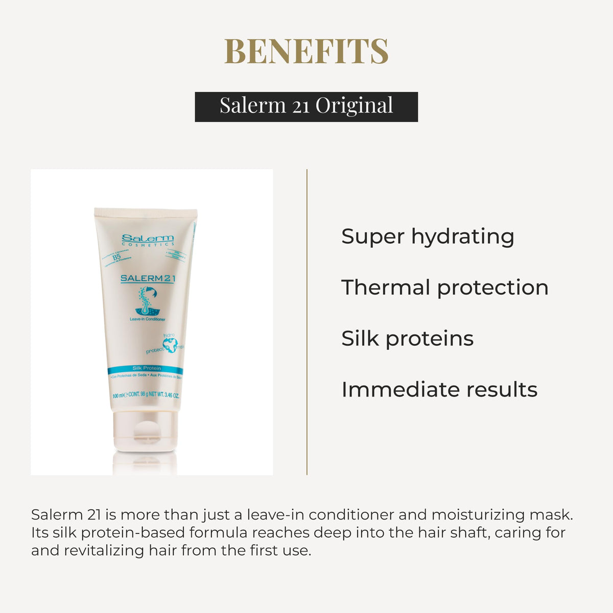 SALERM texture on hand highlighting silk-protein smooth finish