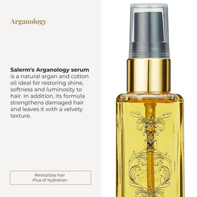 SALERM Arganology pump detail dispensing serum, highlights controlled application