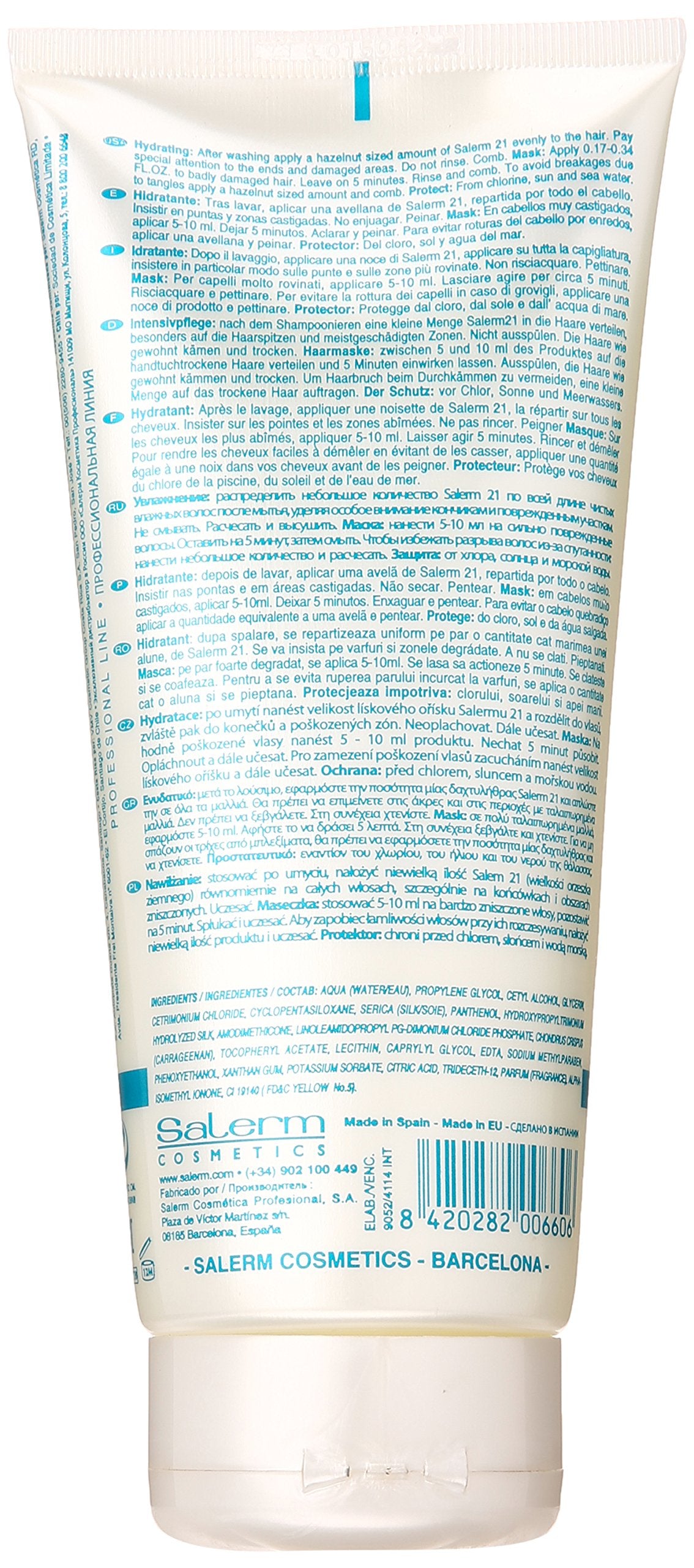 SALERM silk-protein texture close-up demonstrating creamy finish and instant detangling effect