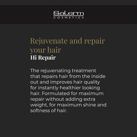 SALERM Hi Repair Mask before and after hair comparison showing improved shine and softness