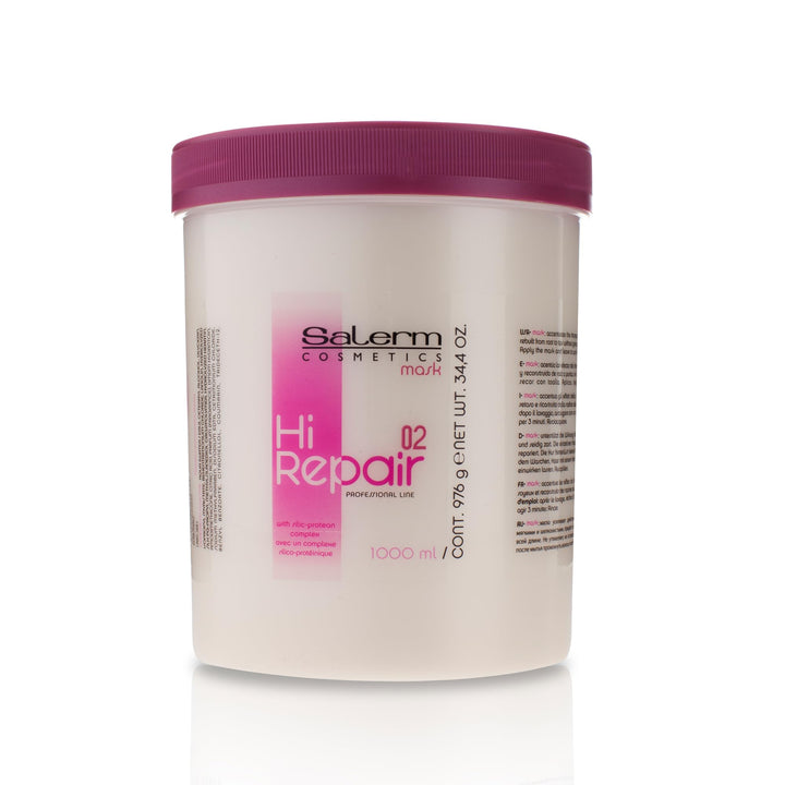 SALERM Hi Repair Mask front view showing 1000 ml professional packaging and instant benefits