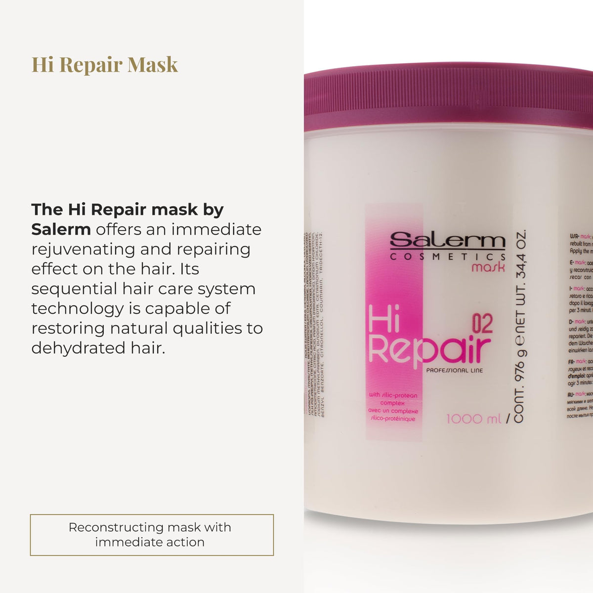 SALERM Hi Repair Mask close-up of creamy texture demonstrating easy application and hydration