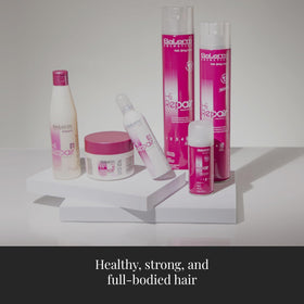 SALERM Hi Repair shampoo in a salon station ready for professional use benefit