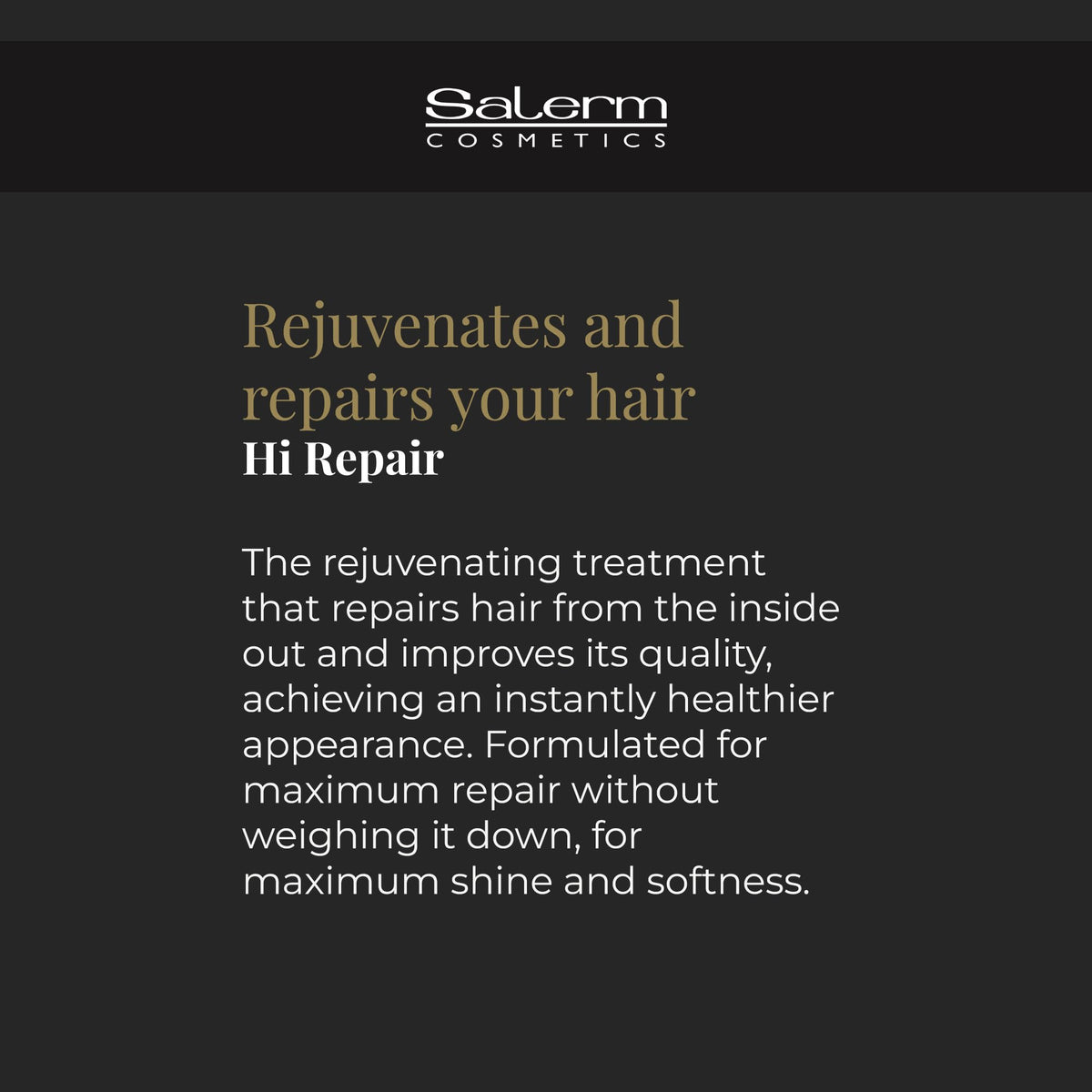 SALERM Hi Repair shampoo label and ingredients panel showing formula transparency benefit