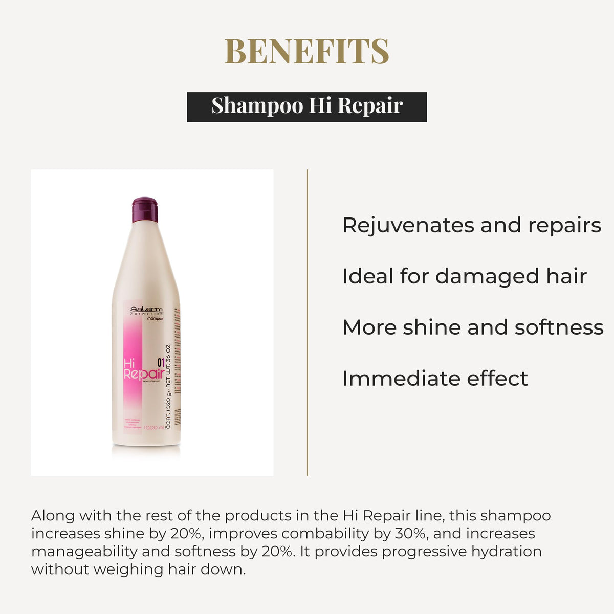 SALERM Hi Repair shampoo texture foam close-up demonstrating gentle lather benefit