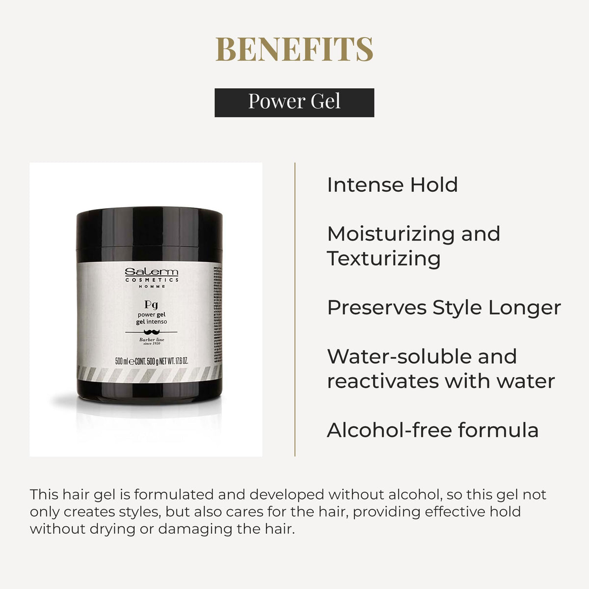 SALERM open tub label detail emphasizing ingredients and alcohol-free benefit