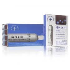 SALERM Kera-Plus front vial showing compact protective keratin treatment