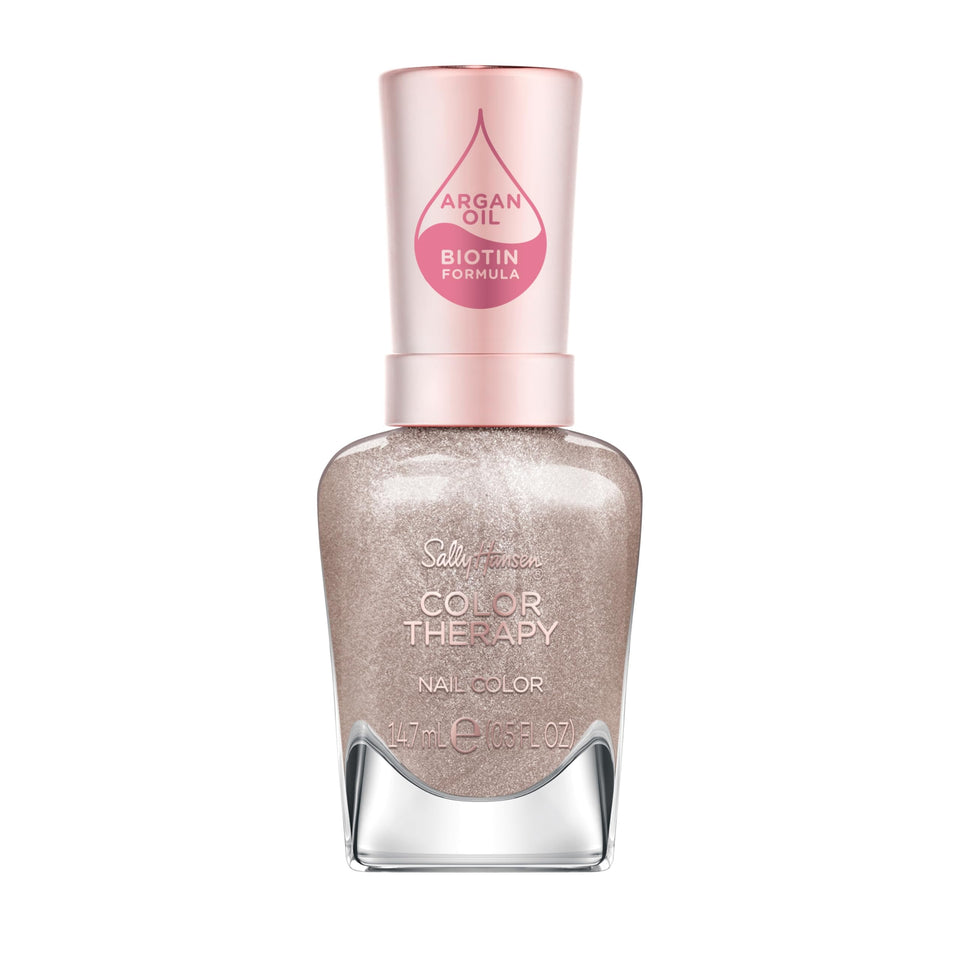 Sally Hansen bottle front view showing khaki beige shade and glossy finish