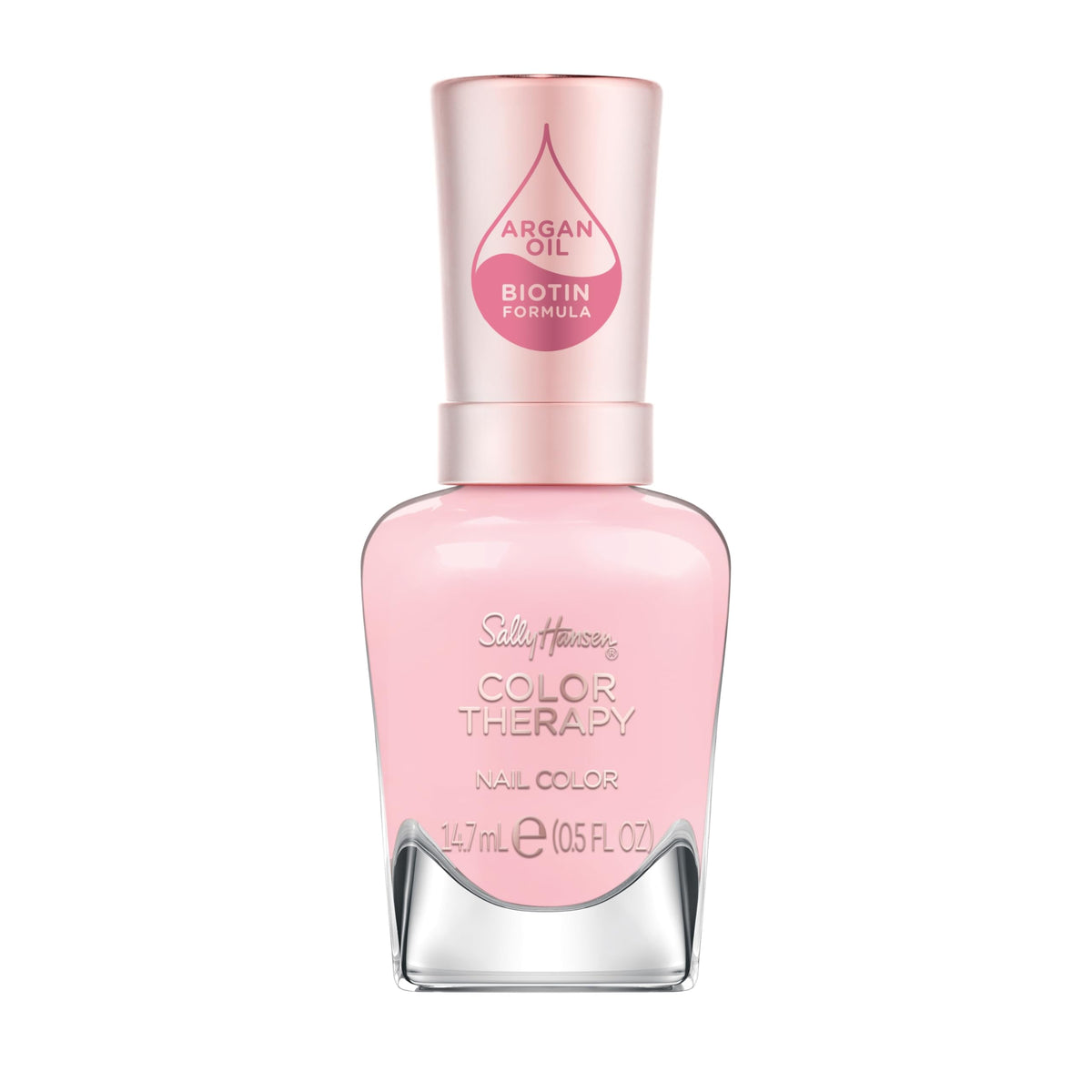 Sally Hansen bottle front view showing ivory-pink shade and brand benefit