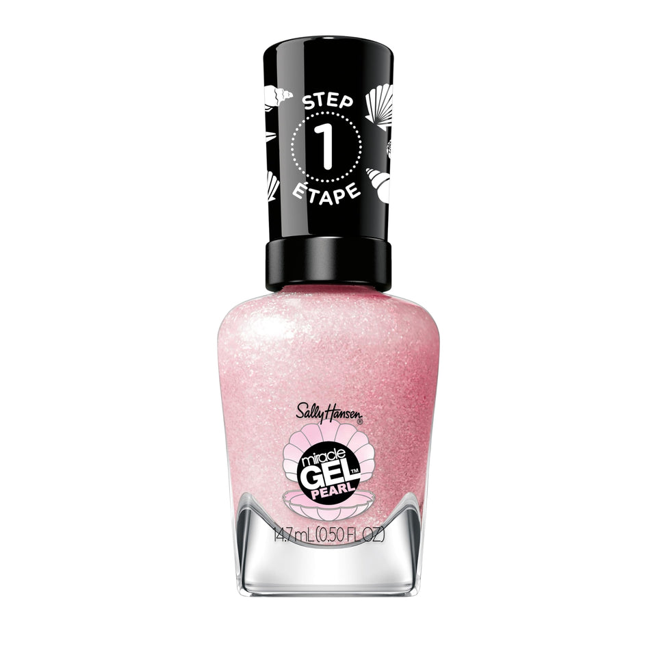 Sally Hansen bottle front showing 906 Pink Sand and sleek packaging benefit: recognizable brand finish