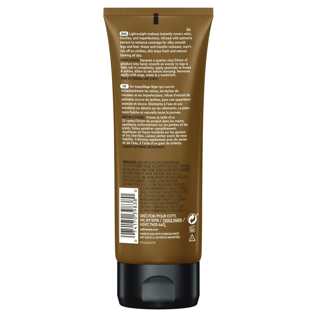Sally Hansen Airbrush Legs lotion applied on leg skin for smooth coverage