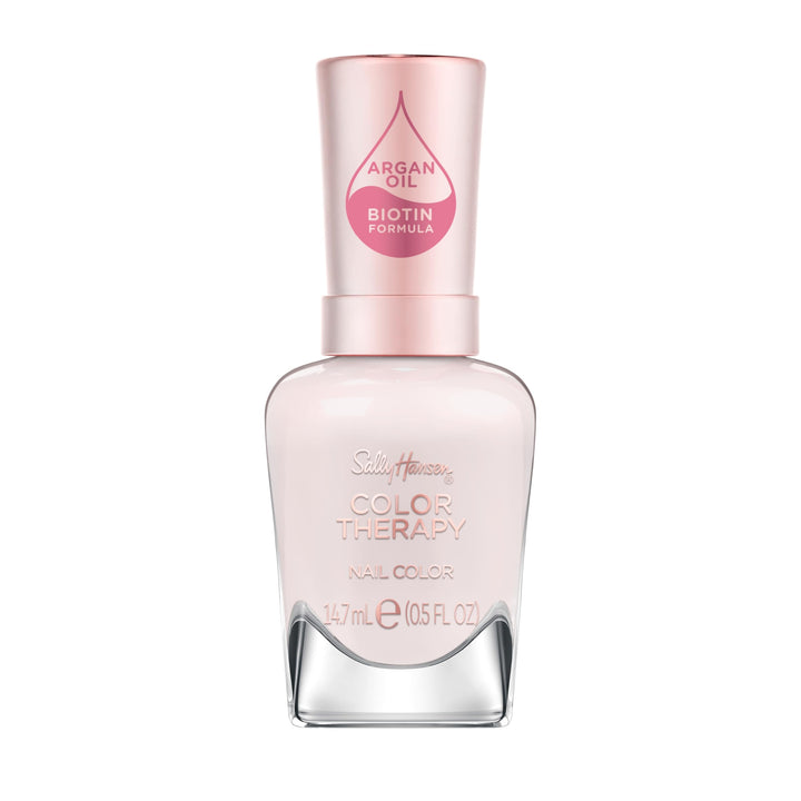 Sally Hansen bottle front view showing light pink shade and glossy finish