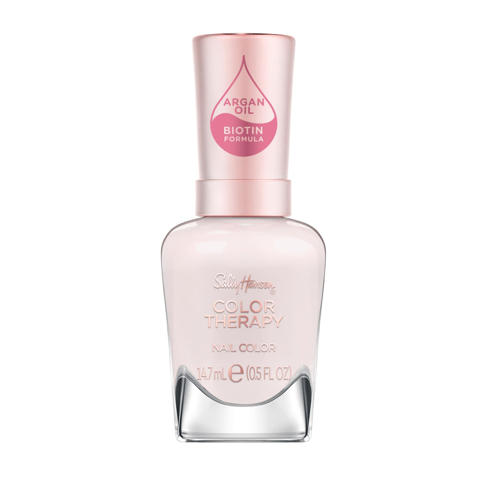 Sally Hansen bottle front view showing light pink shade and glossy finish