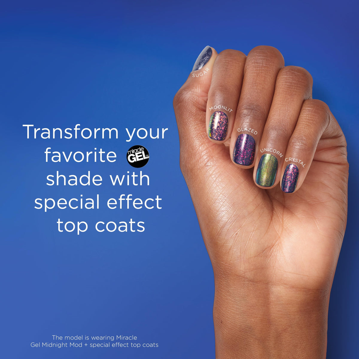 Close-up of textured sugar-crystal finish from Sally Hansen adding sparkle