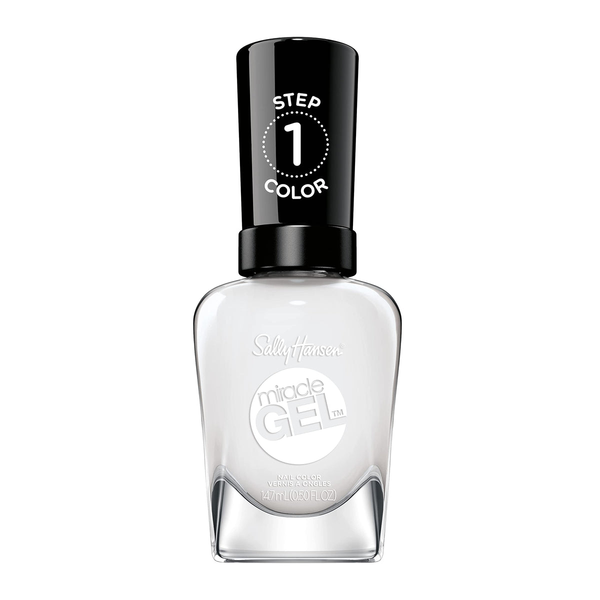 Sally Hansen bottle front showing Cuddle Puddle light gray shade and glossy finish