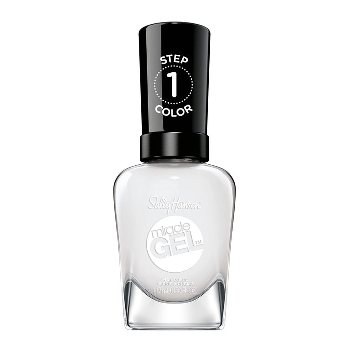 Sally Hansen bottle front showing Cuddle Puddle light gray shade and glossy finish