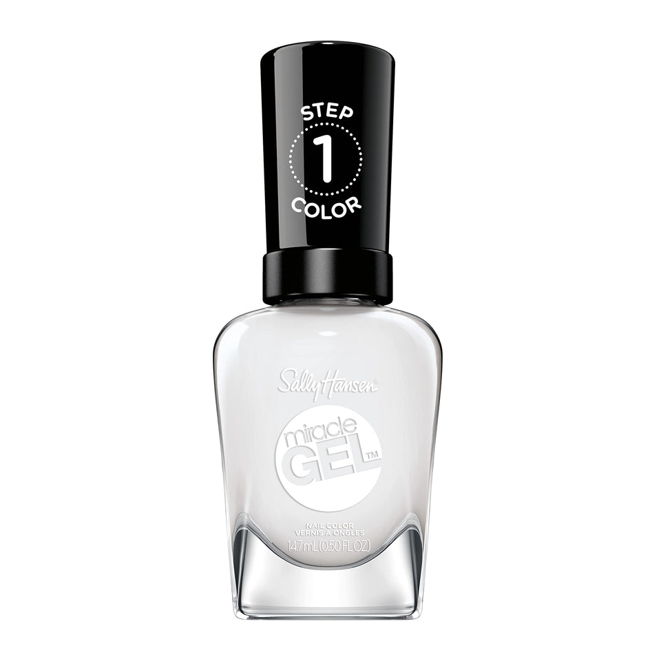 Sally Hansen bottle front showing Cuddle Puddle light gray shade and glossy finish