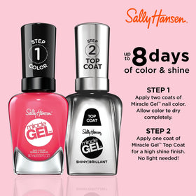Open brush dragging Sally Hansen color demonstrating smooth application and full coverage