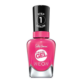 Sally Hansen front bottle showing fuchsia fever shade and bold color payoff