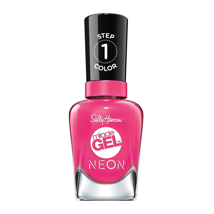 Sally Hansen front bottle showing fuchsia fever shade and bold color payoff