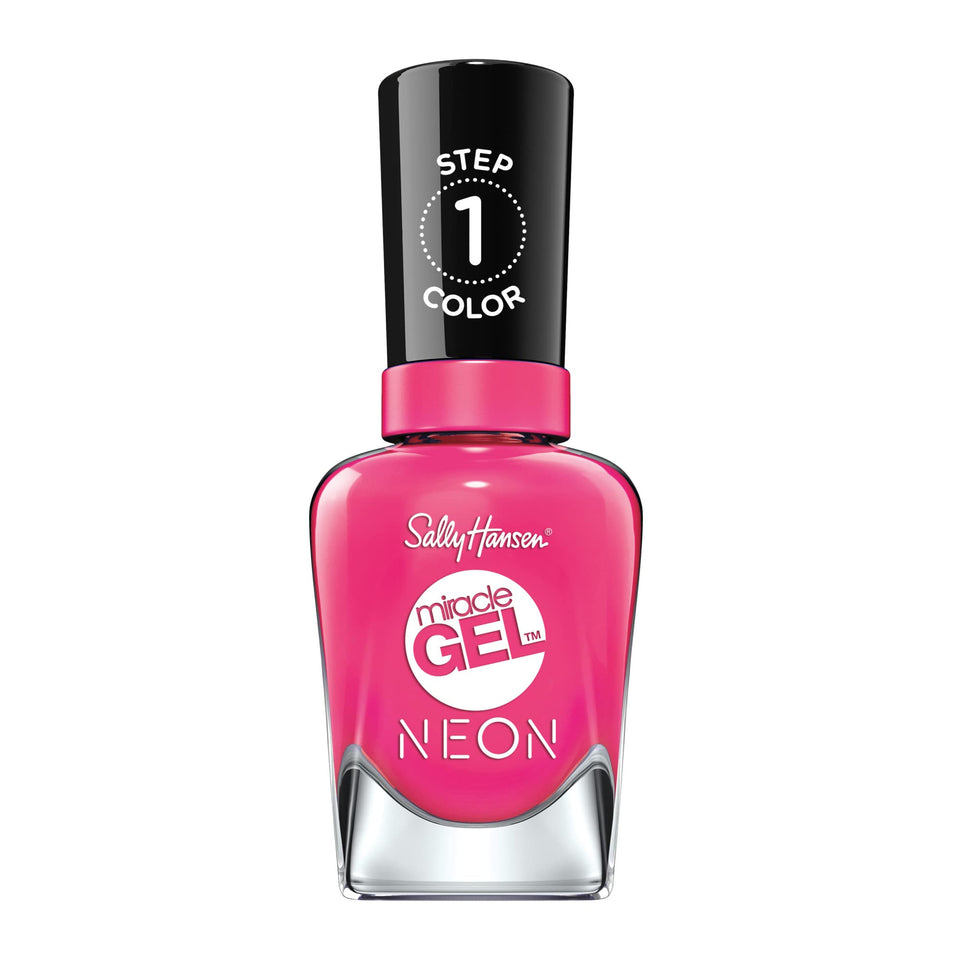 Sally Hansen front bottle showing fuchsia fever shade and bold color payoff