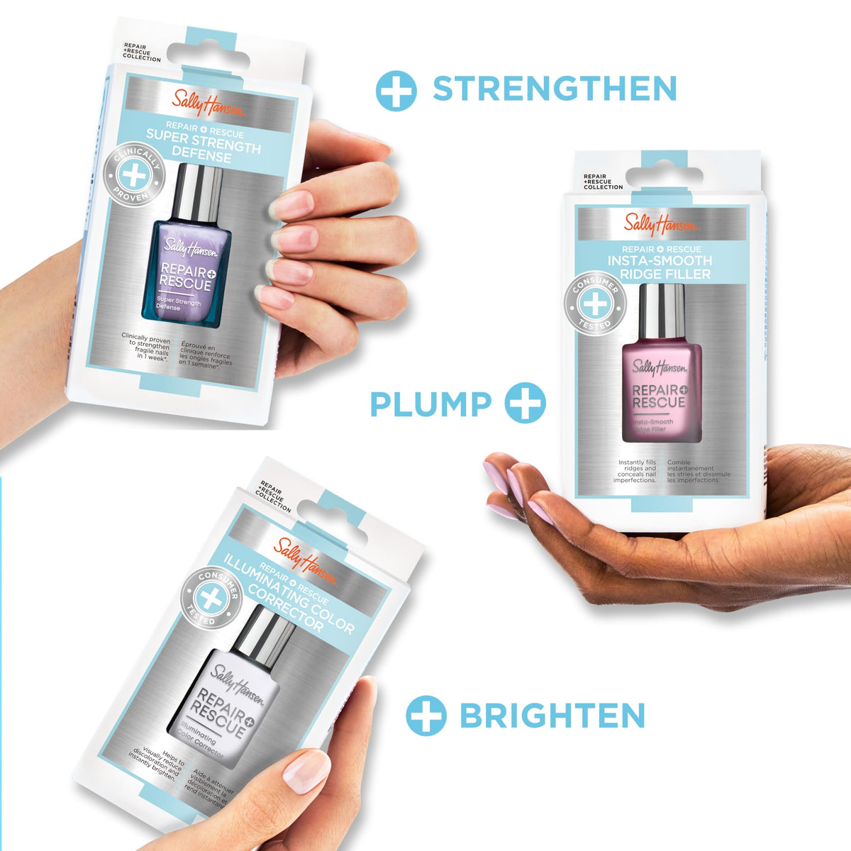 Sally Hansen in use applying ridge filler to nail for instant concealment