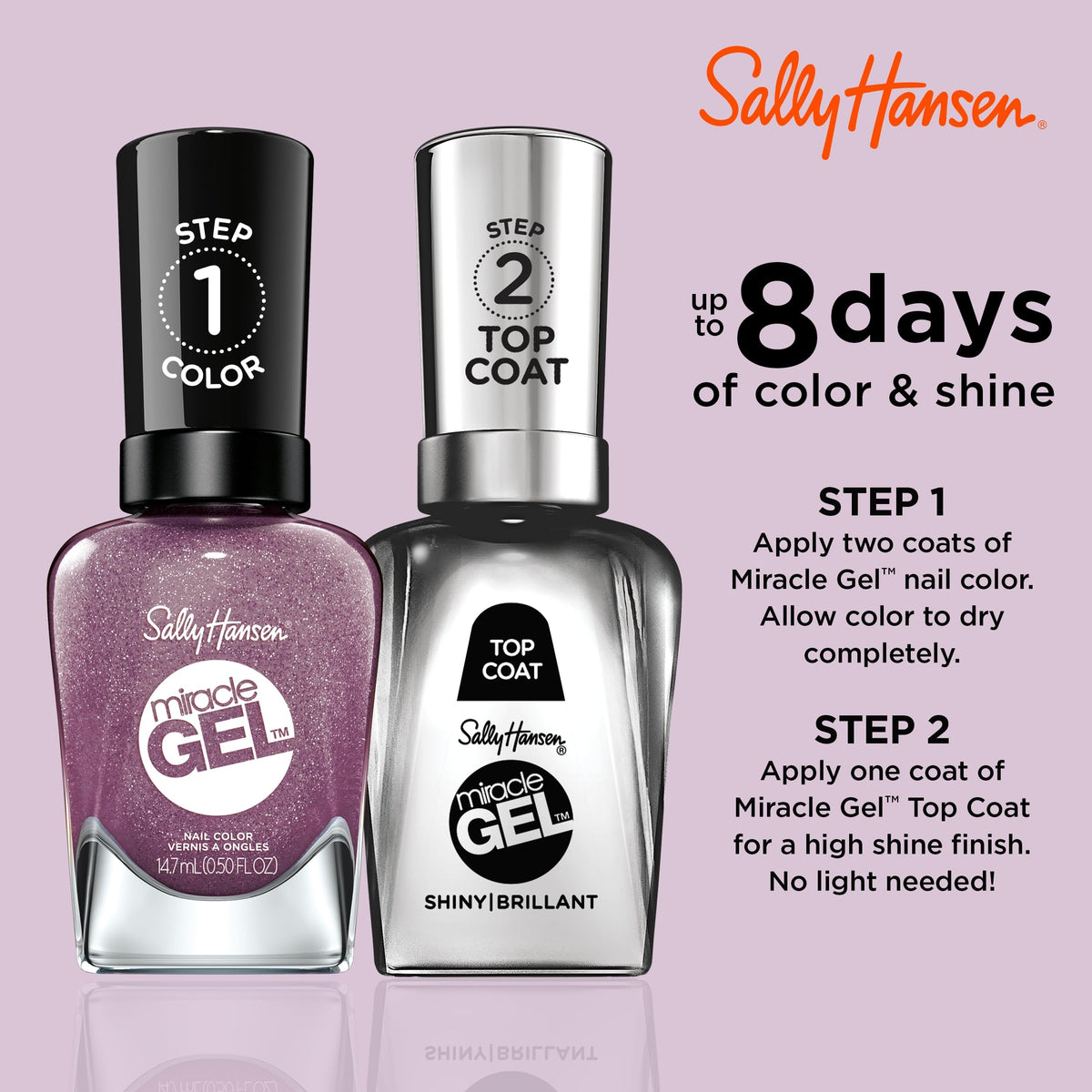 Close-up brush stroke of Sally Hansen Metro Midnight displaying smooth coverage and high shine
