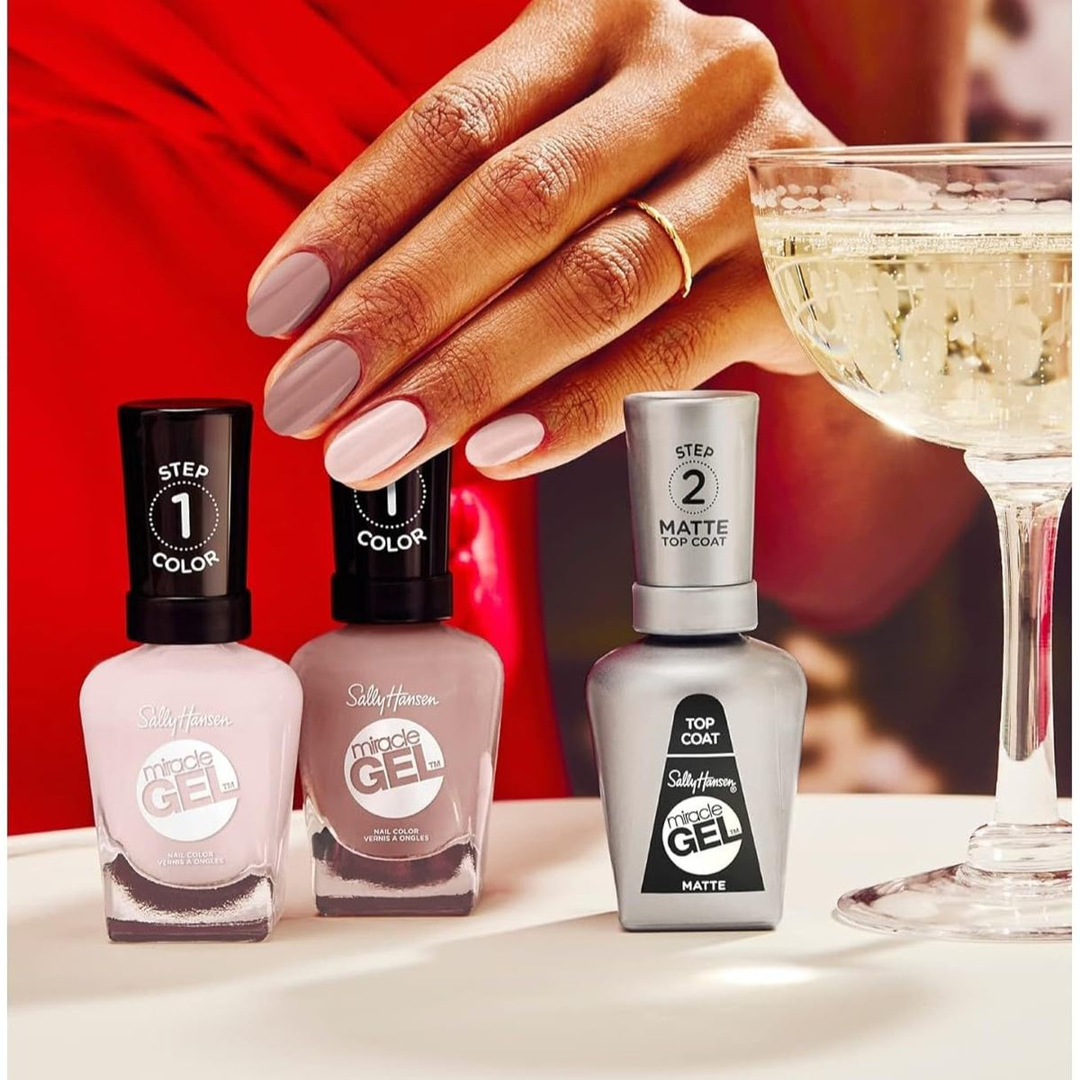 Sally Hansen Miracle Gel paired with top coat displaying salon-like shine