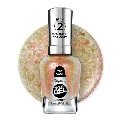 Sally Hansen Moonlit Top Coat bottle front view showing clear iridescent finish