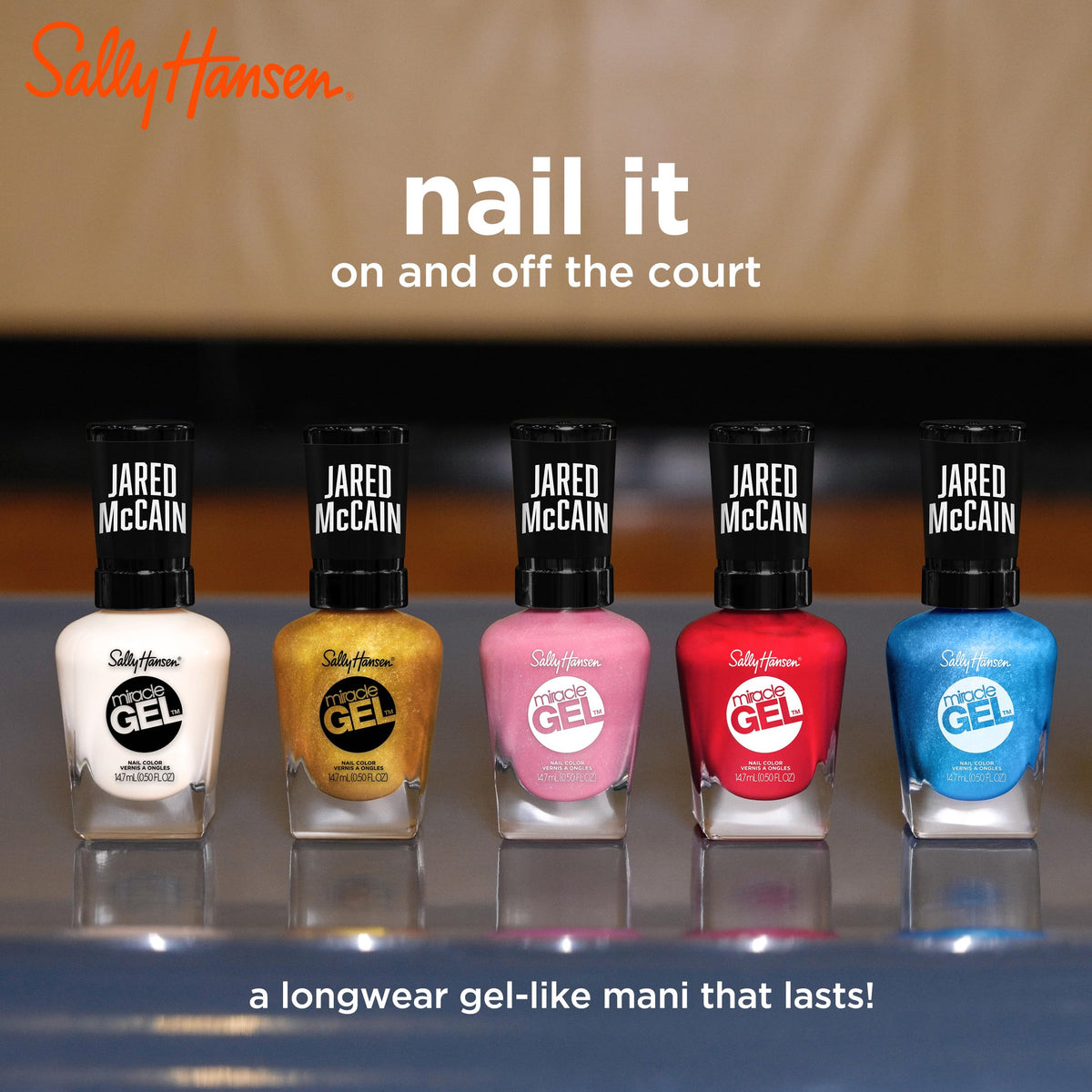 Sally Hansen swatch on nails demonstrating Rookie Red rich opaque coverage benefit