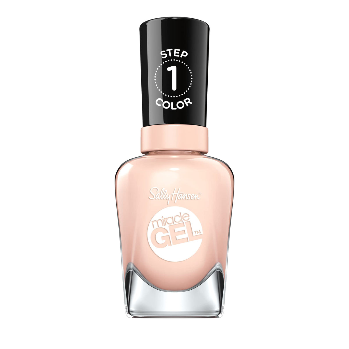 Sally Hansen bottle front packaging shows sheer pale pink shade and glossy finish