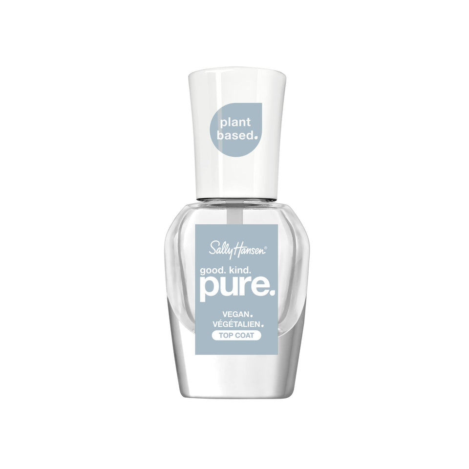 Sally Hansen top coat bottle front showing clear glossy finish benefit
