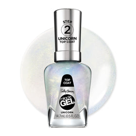Sally Hansen Unicorn Top Coat bottle front view showing glitter finish benefit