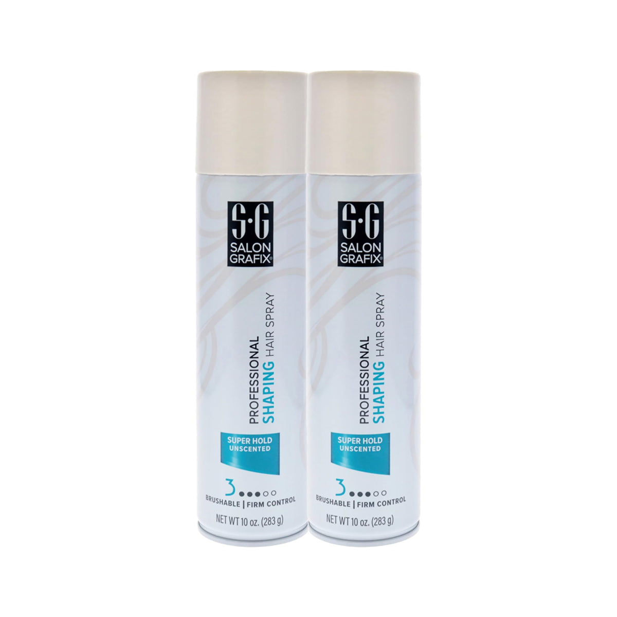 Salon Grafix front can of unscented shaping spray showing label and professional hold benefit