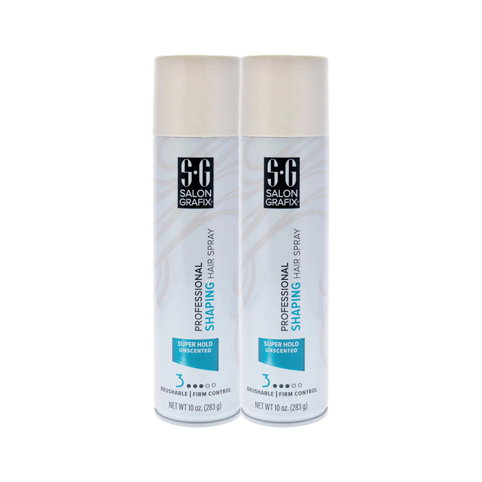 Salon Grafix front can of unscented shaping spray showing label and professional hold benefit
