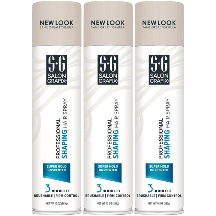 Salon Grafix front packaging showing three 10oz unscented cans and product benefits