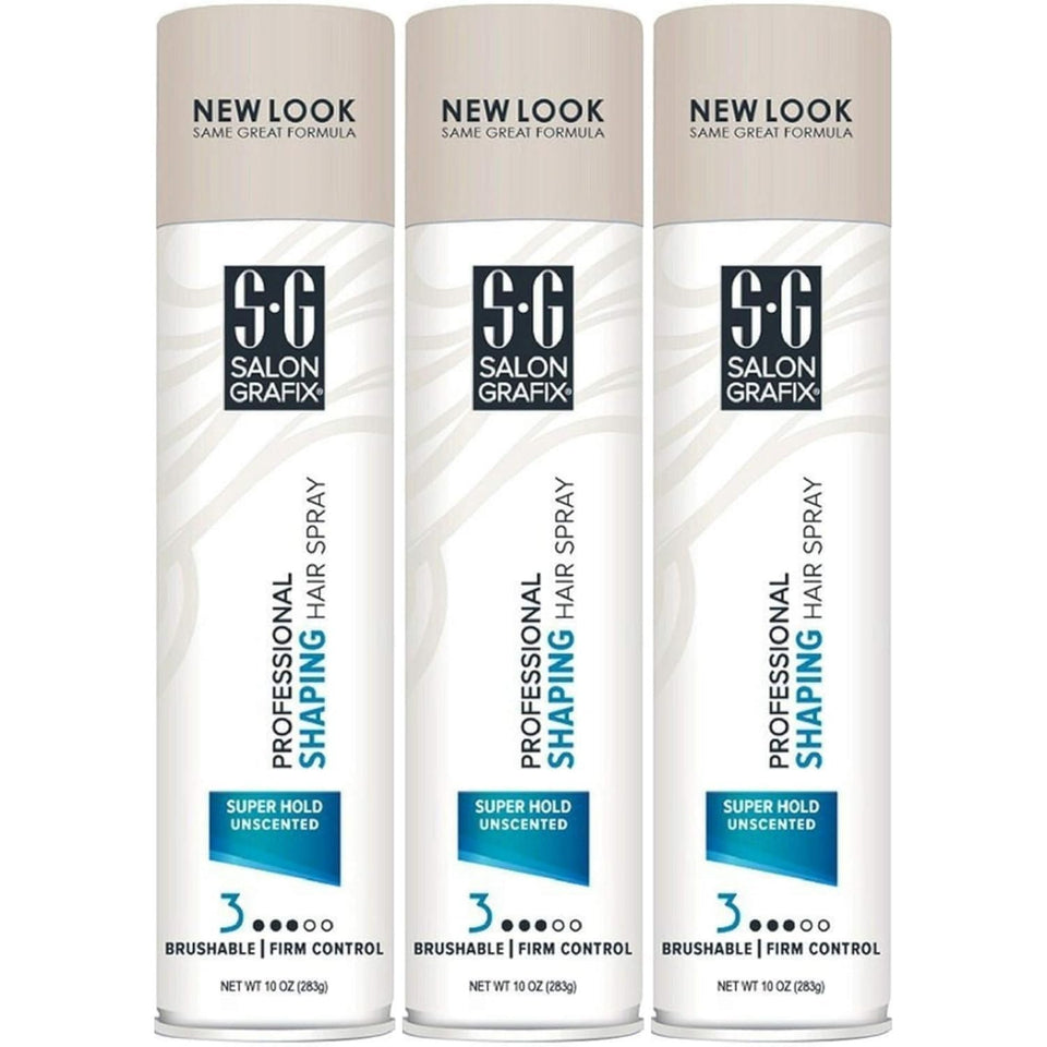 Salon Grafix front packaging showing three 10oz unscented cans and product benefits