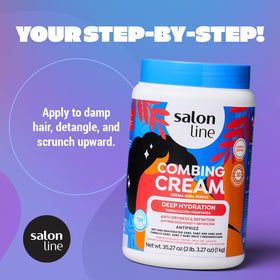 Salon Line being combed through damp hair to detangle and hydrate