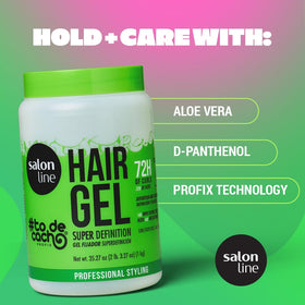 Salon Line applying gelatin on wet hair while scrunching, helps define curls quickly