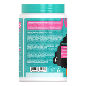 Salon Line label close-up listing rose water, coconut water, aloe vera