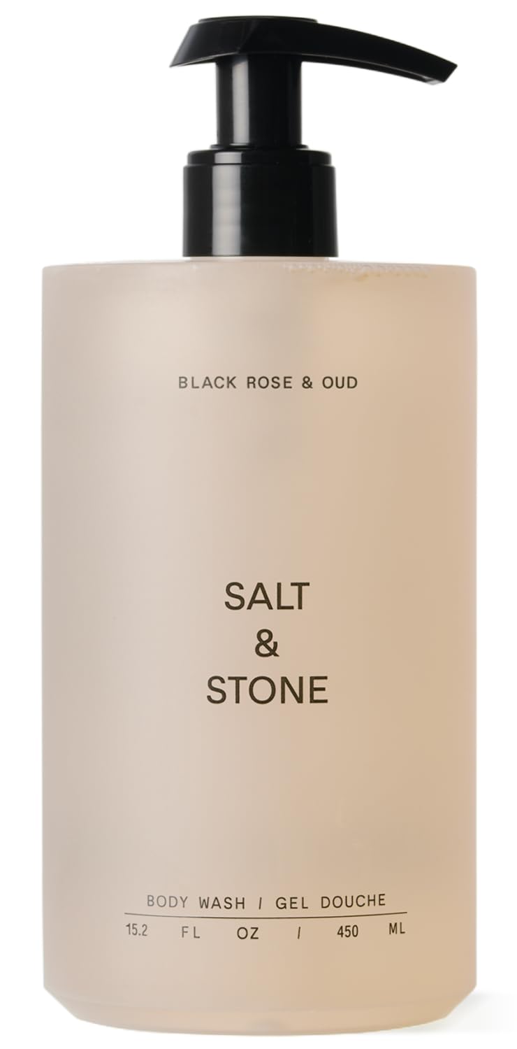 Salt & Stone bottle front view showing label and scent benefits