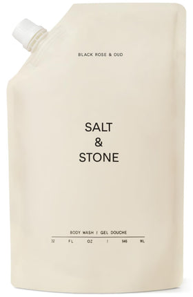 Salt & Stone front bottle showing sleek refill packaging and fragrance benefit