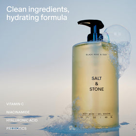 Salt & Stone pump dispensing creamy lather for rich hydration